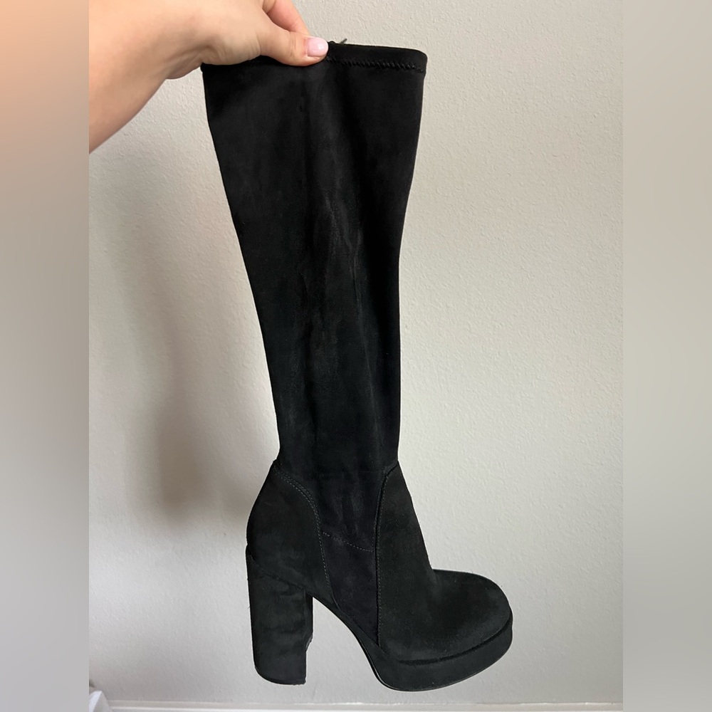 Via Maestra Black Knee-High Platform Boots size 38IT (made in Italy)